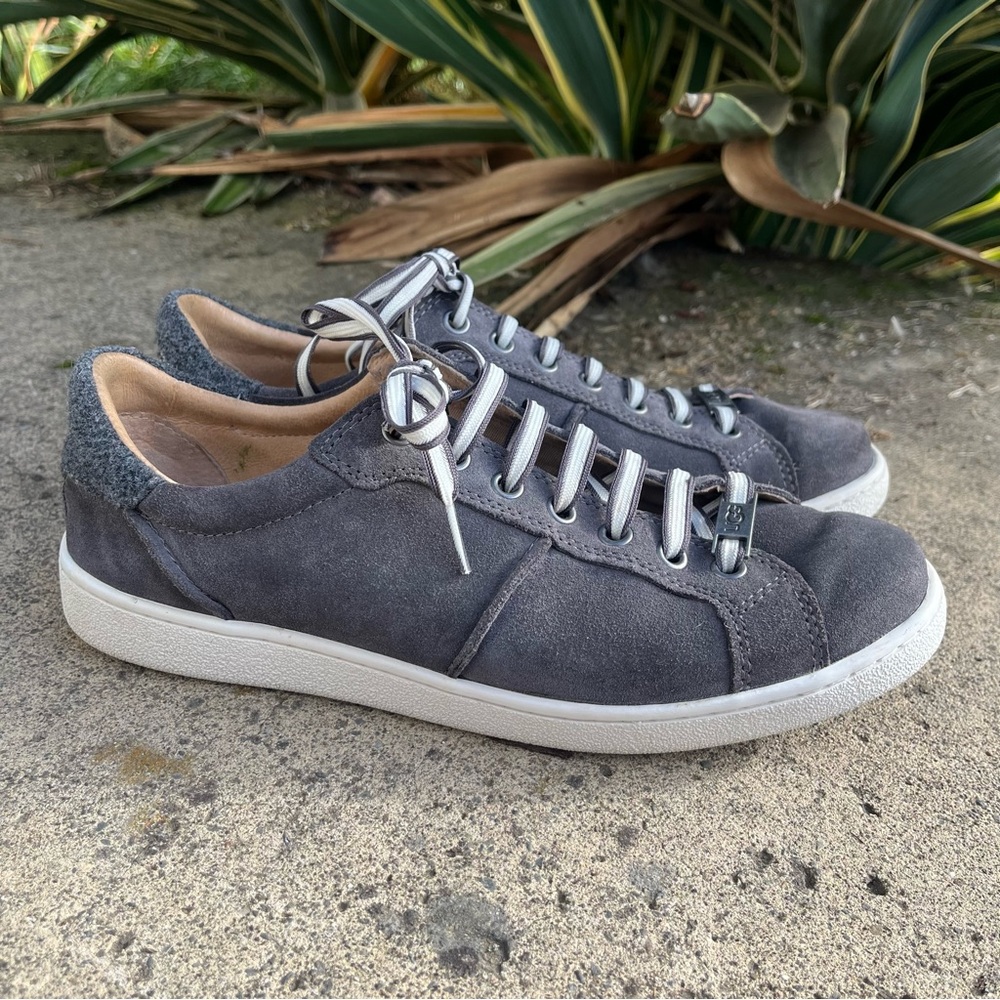 UGG Milo Leather Suede Low Top Sneakers Women's 9.5 Gray 1094810